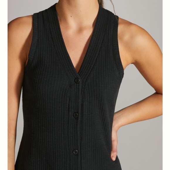 Daily Practice by Anthropologie Ribbed Midi Dress Black Pullover Sz XS NEW - Picture 2 of 14